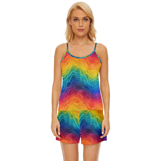 Lgbtq Rainbow Satin Pajama Short Set