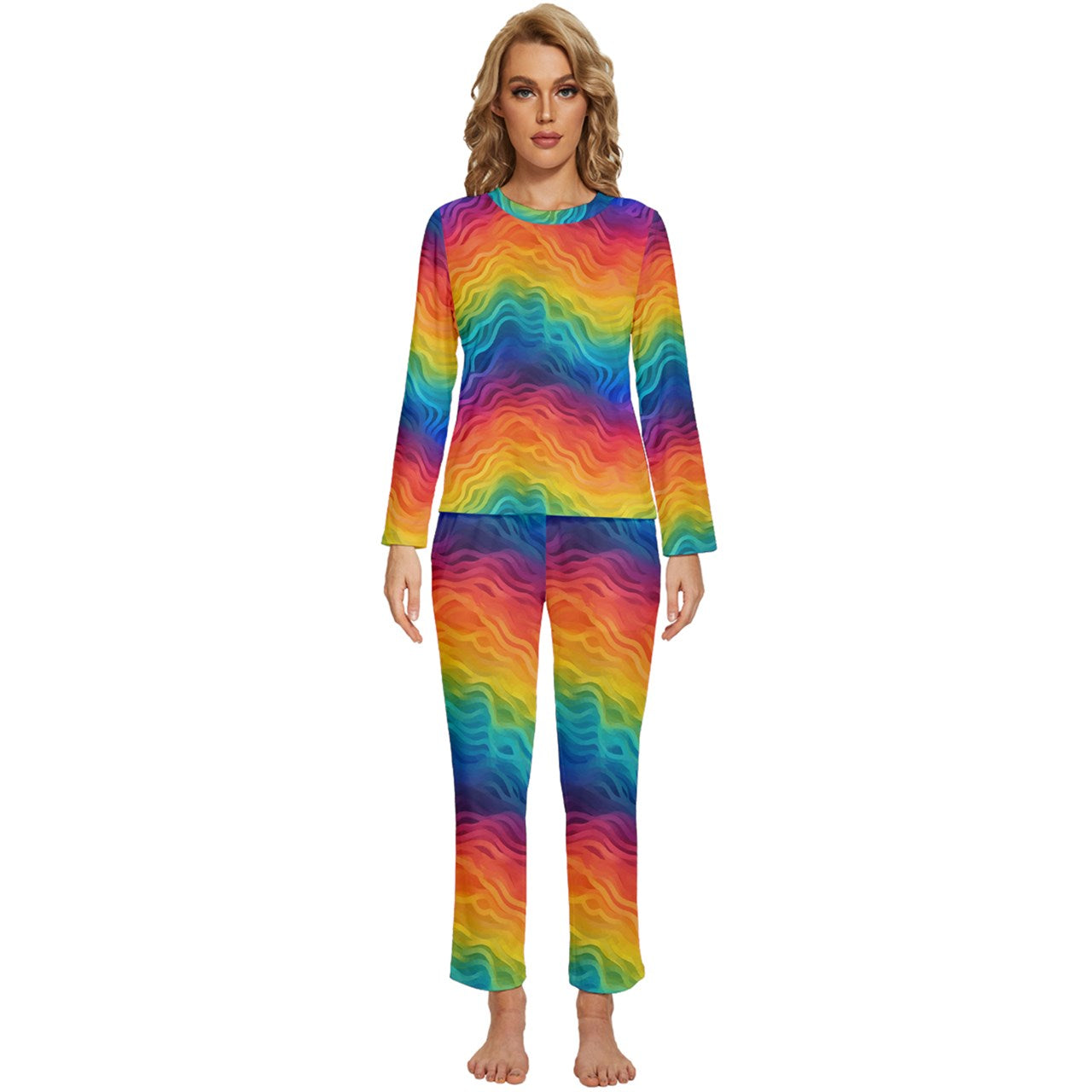 Lgbtq Rainbow Womens' Long Sleeve Lightweight Pajamas Set