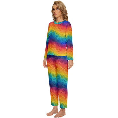 Lgbtq Rainbow Womens' Long Sleeve Lightweight Pajamas Set