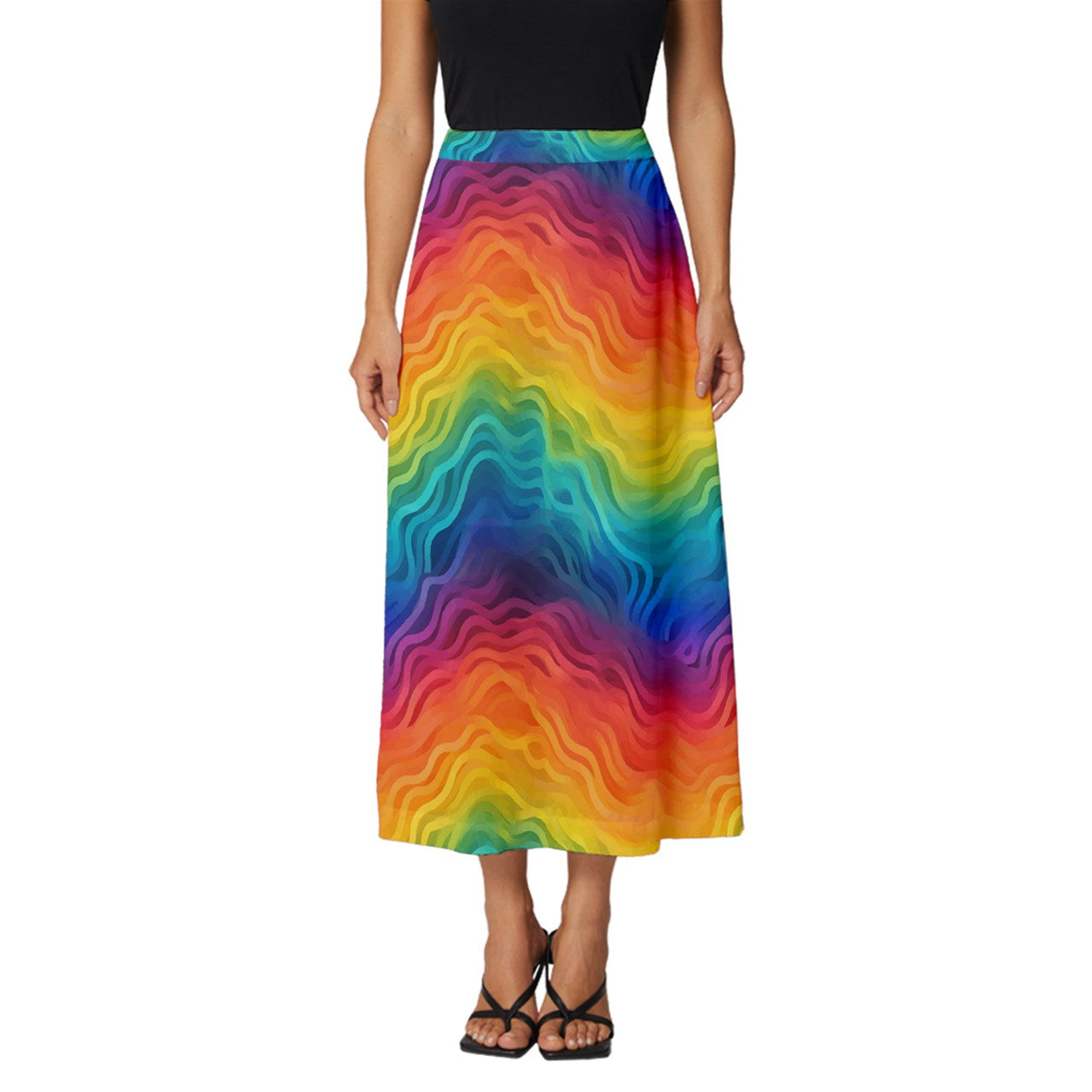 Lgbtq Rainbow Classic Midi Chiffon Skirt