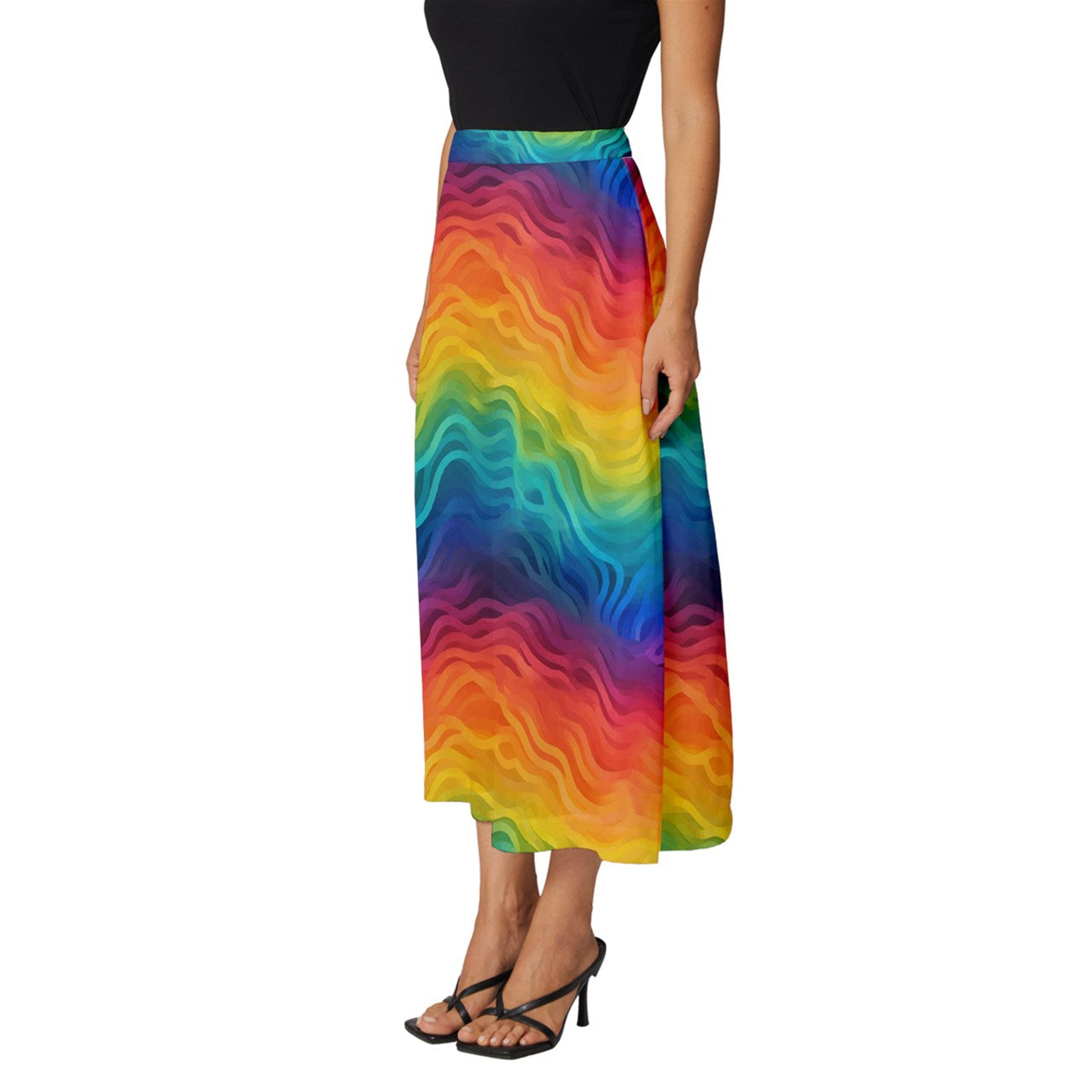 Lgbtq Rainbow Classic Midi Chiffon Skirt