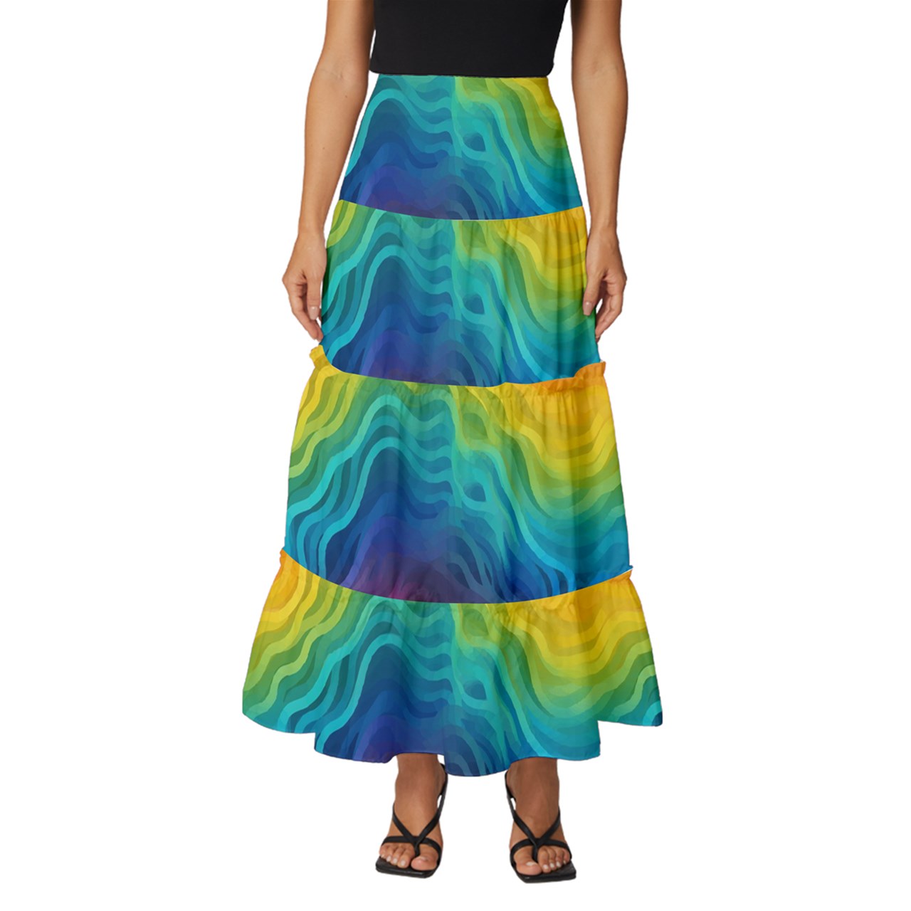 Lgbtq Rainbow Tiered Ruffle Maxi Skirt