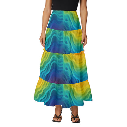 Lgbtq Rainbow Tiered Ruffle Maxi Skirt