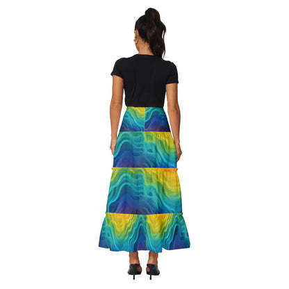 Lgbtq Rainbow Tiered Ruffle Maxi Skirt
