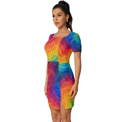 Lgbtq Rainbow Fitted Knot Split End Bodycon Dress