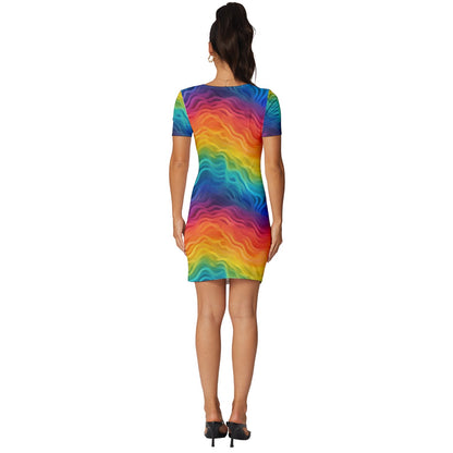 Lgbtq Rainbow Fitted Knot Split End Bodycon Dress