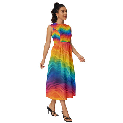 Lgbtq Rainbow Sleeveless Round Neck Midi Dress