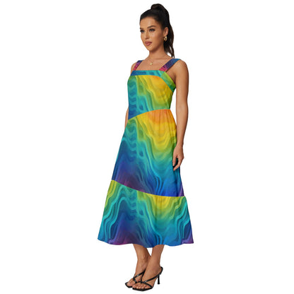 Lgbtq Rainbow Square Neckline Tiered Midi Dress