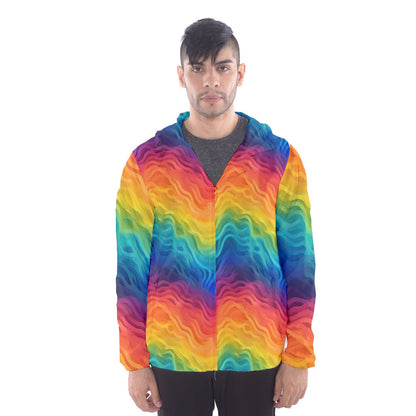 LGBTQ Rainbow Pride Men's Hooded Windbreaker