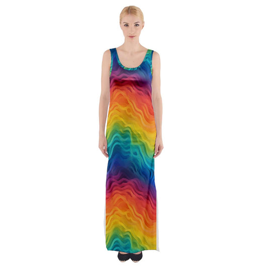 LGBTQ Rainbow Pride Thigh Split Maxi Dress