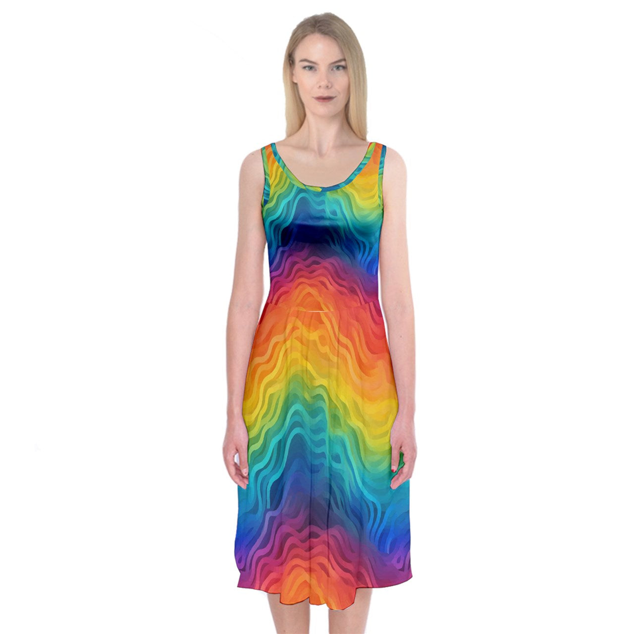 LGBTQ Rainbow Pride Midi Sleeveless Dress