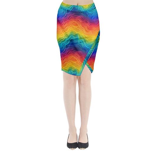 LGBTQ Rainbow Pride Midi Wrap Pencil Skirt