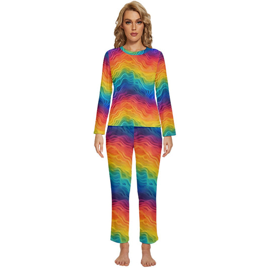 LGBTQ Rainbow Pride Womens' Long Sleeve Lightweight Pajamas Set