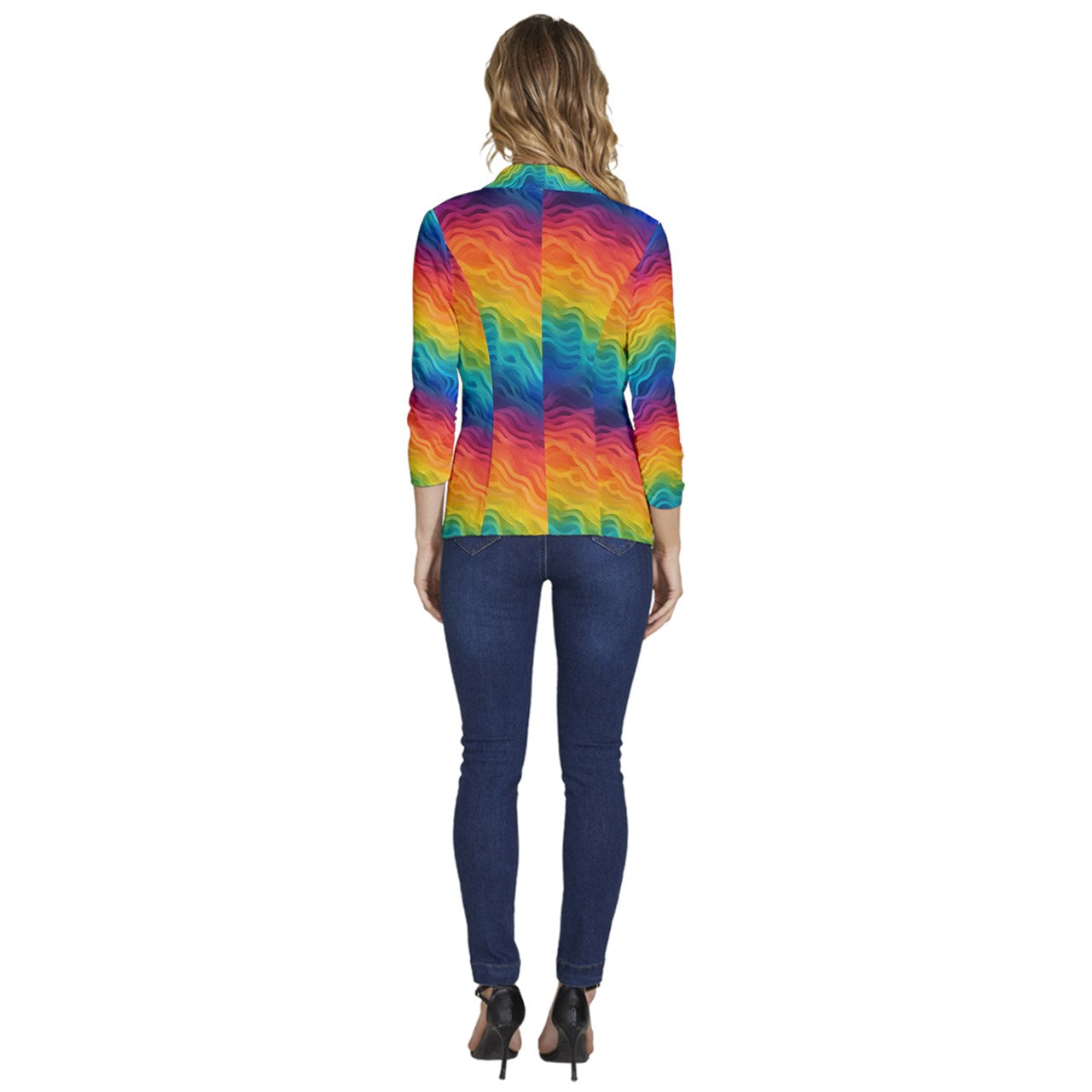 LGBTQ Rainbow Pride Women's One-Button 3/4 Sleeve Short Jacket