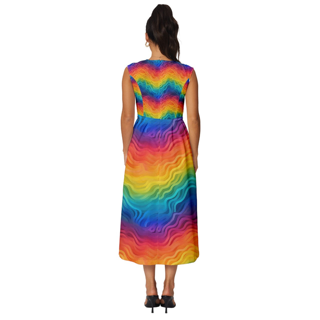 LGBTQ Rainbow Pride Sleeveless Round Neck Midi Dress