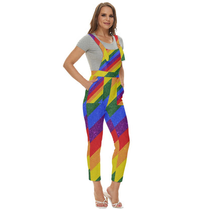 LGBTQ Rainbow Pride Women's Pinafore Overalls Jumpsuit