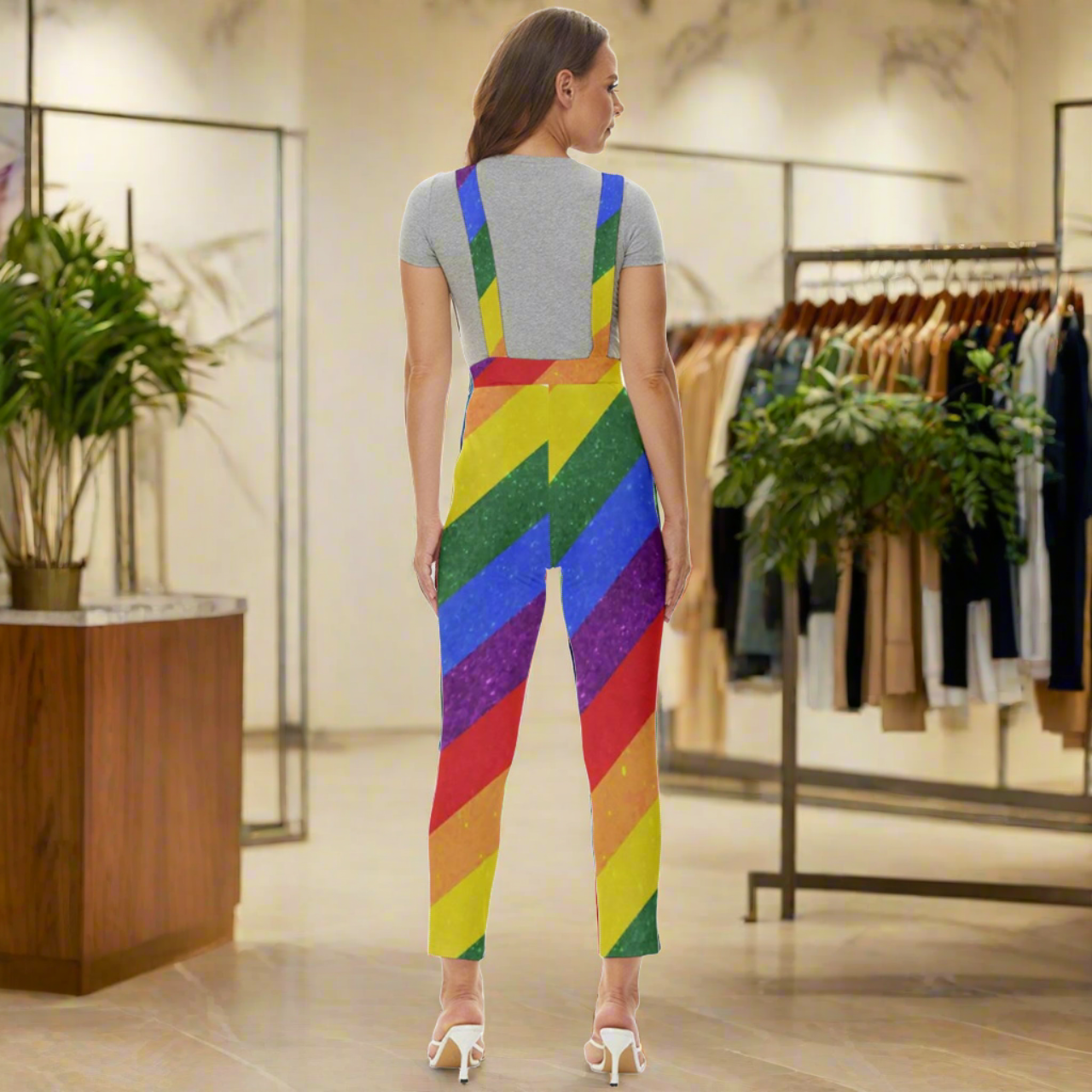 LGBTQ Rainbow Pride Women's Pinafore Overalls Jumpsuit