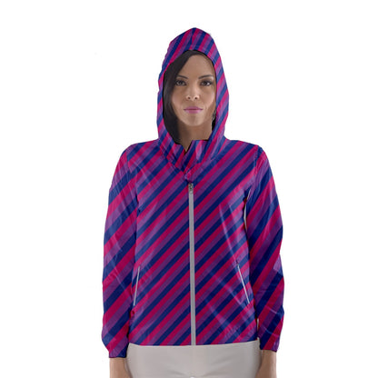 Bisexual Flag Women's Hooded Windbreaker