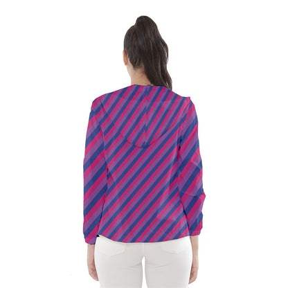 Bisexual Flag Women's Hooded Windbreaker