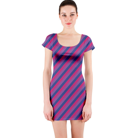 Bisexual Flag Short Sleeve Bodycon Dress