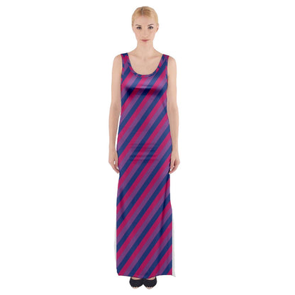 Bisexual Flag Thigh Split Maxi Dress