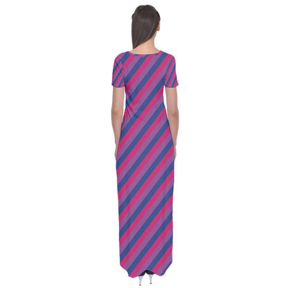 Bisexual Flag Short Sleeve Maxi Dress