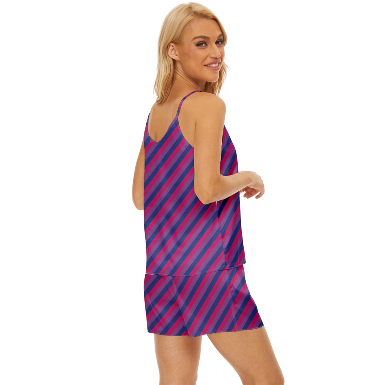 Bisexual Flag V-Neck Satin Pajamas Set