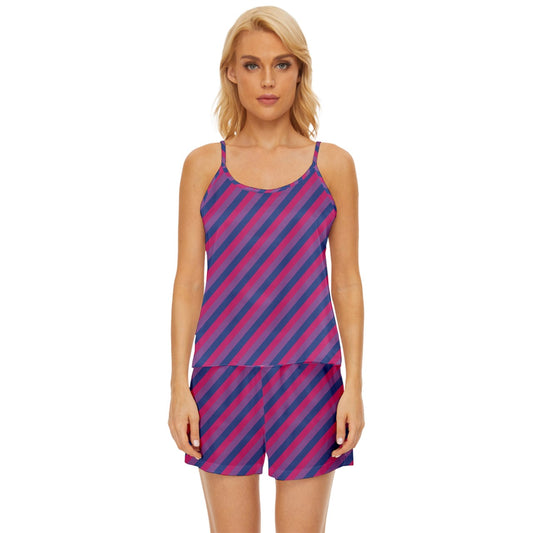 Bisexual Flag Satin Pajama Short Set