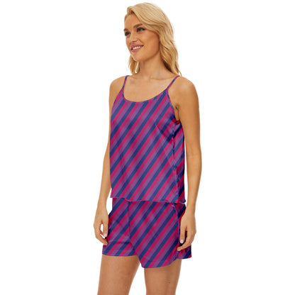 Bisexual Flag Satin Pajama Short Set