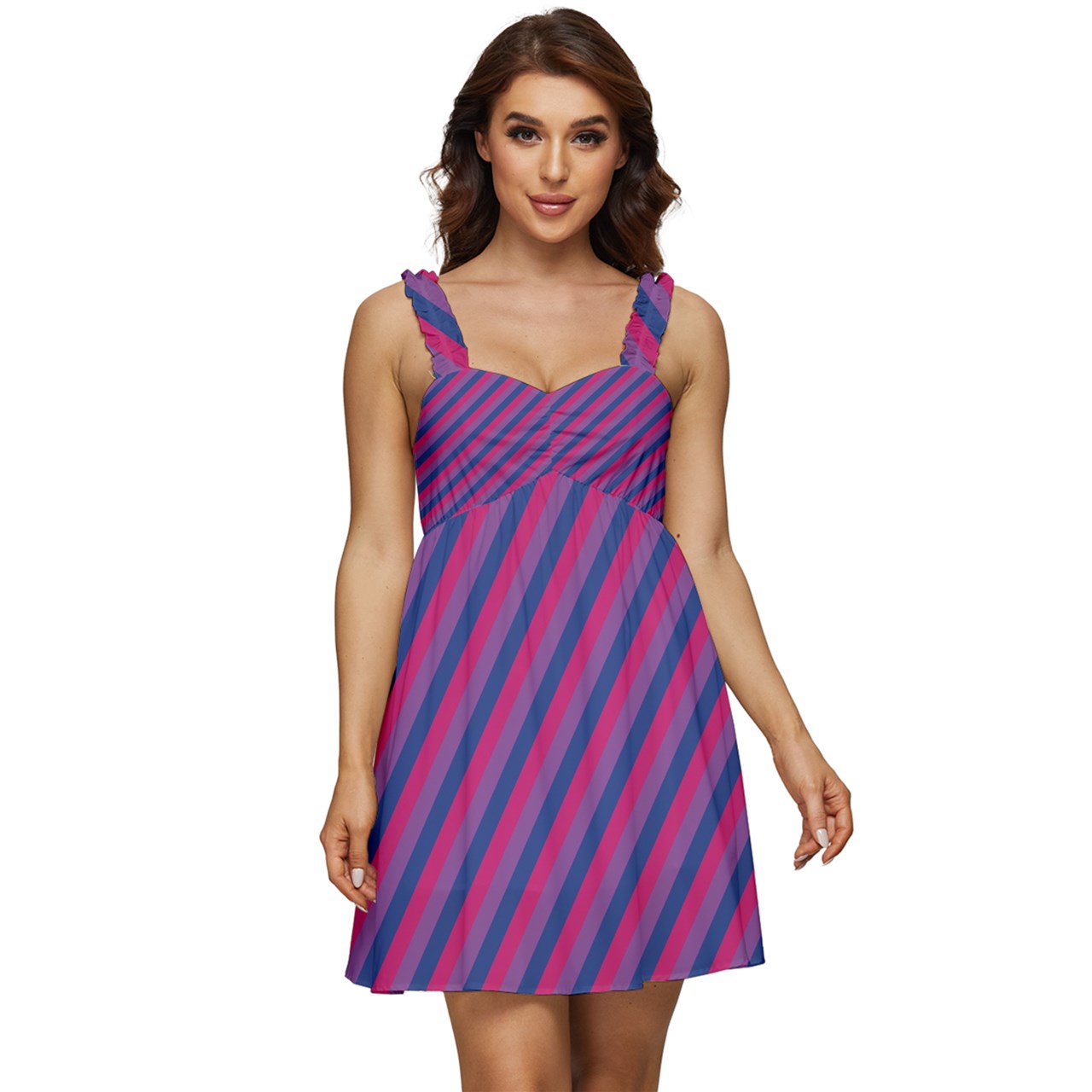 Bisexual Flag Ruffle Strap Babydoll Chiffon Dress