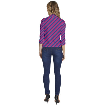 Bisexual Flag Women's Draped Front 3/4 Sleeve Shawl Collar Jacket