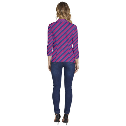 Bisexual Flag Women's One-Button 3/4 Sleeve Short Jacket