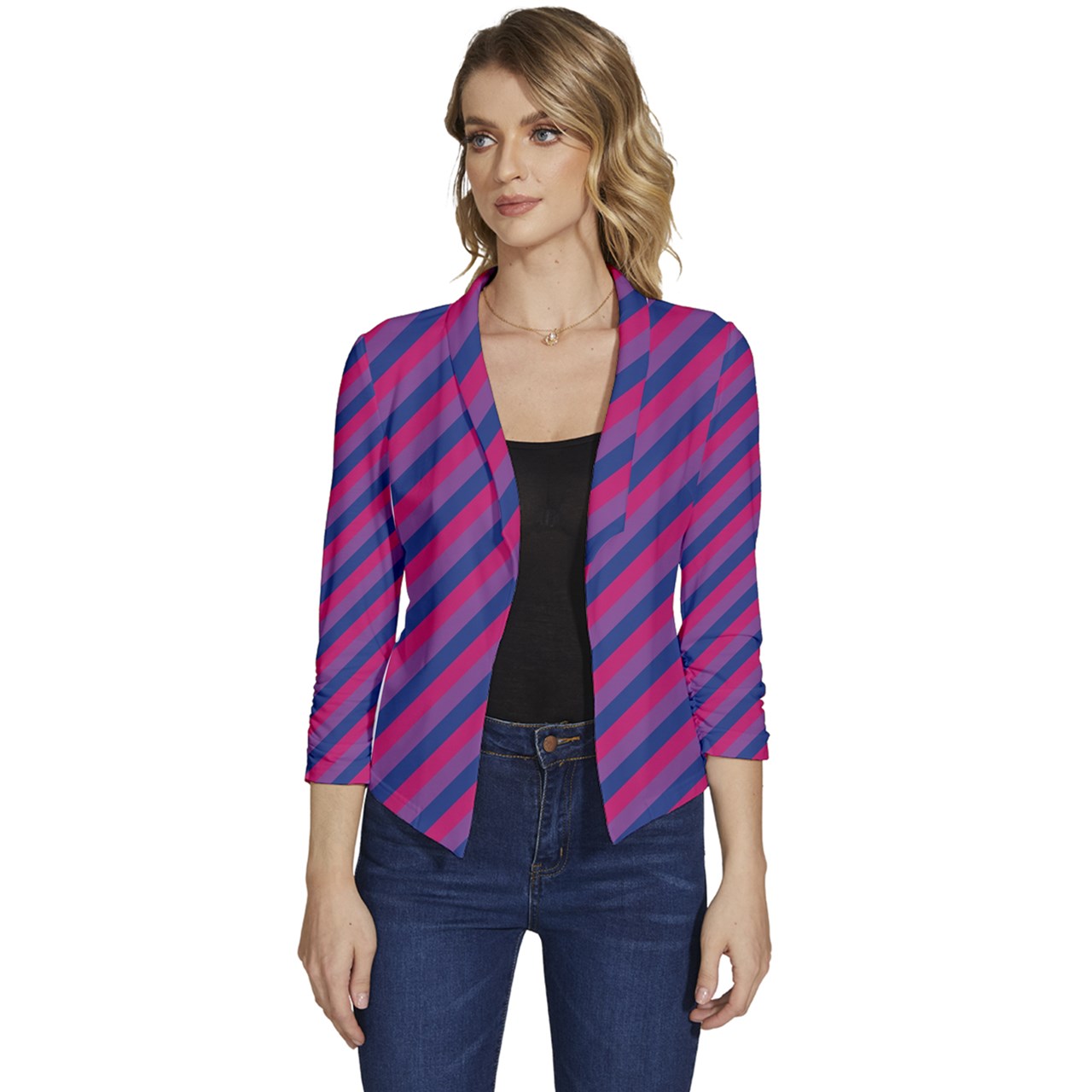 Bisexual Flag Women's Casual 3/4 Sleeve Spring Jacket