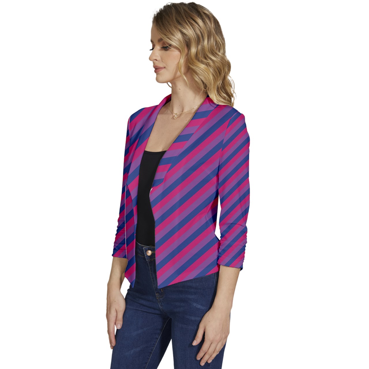 Bisexual Flag Women's Casual 3/4 Sleeve Spring Jacket