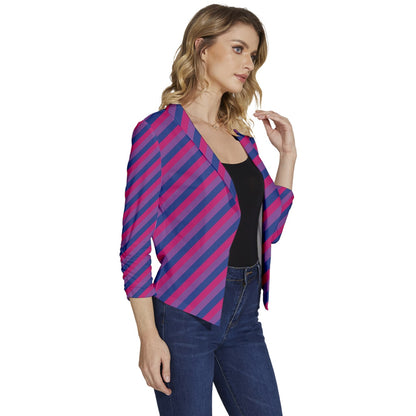 Bisexual Flag Women's Casual 3/4 Sleeve Spring Jacket