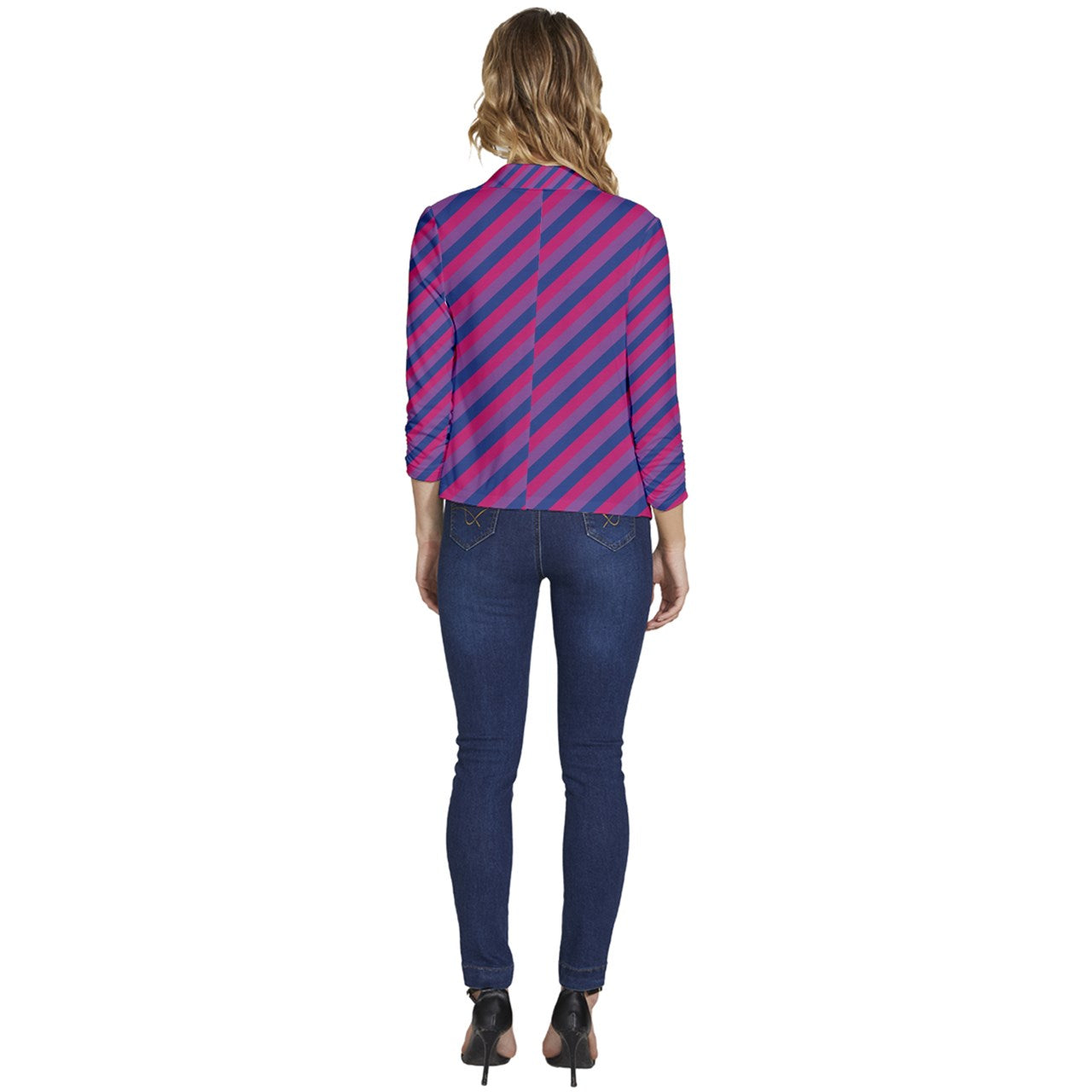Bisexual Flag Women's Casual 3/4 Sleeve Spring Jacket