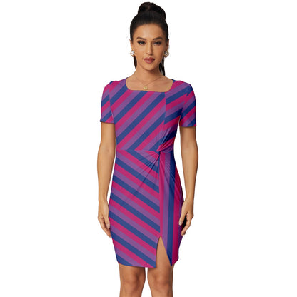 Bisexual Flag Fitted Knot Split End Bodycon Dress