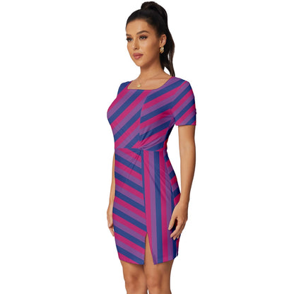 Bisexual Flag Fitted Knot Split End Bodycon Dress