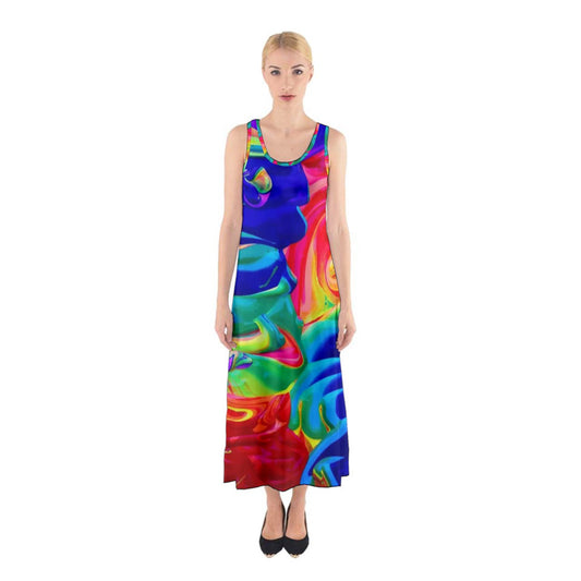 Luxtrini Rainbow Confusion Sleeveless Maxi Dress