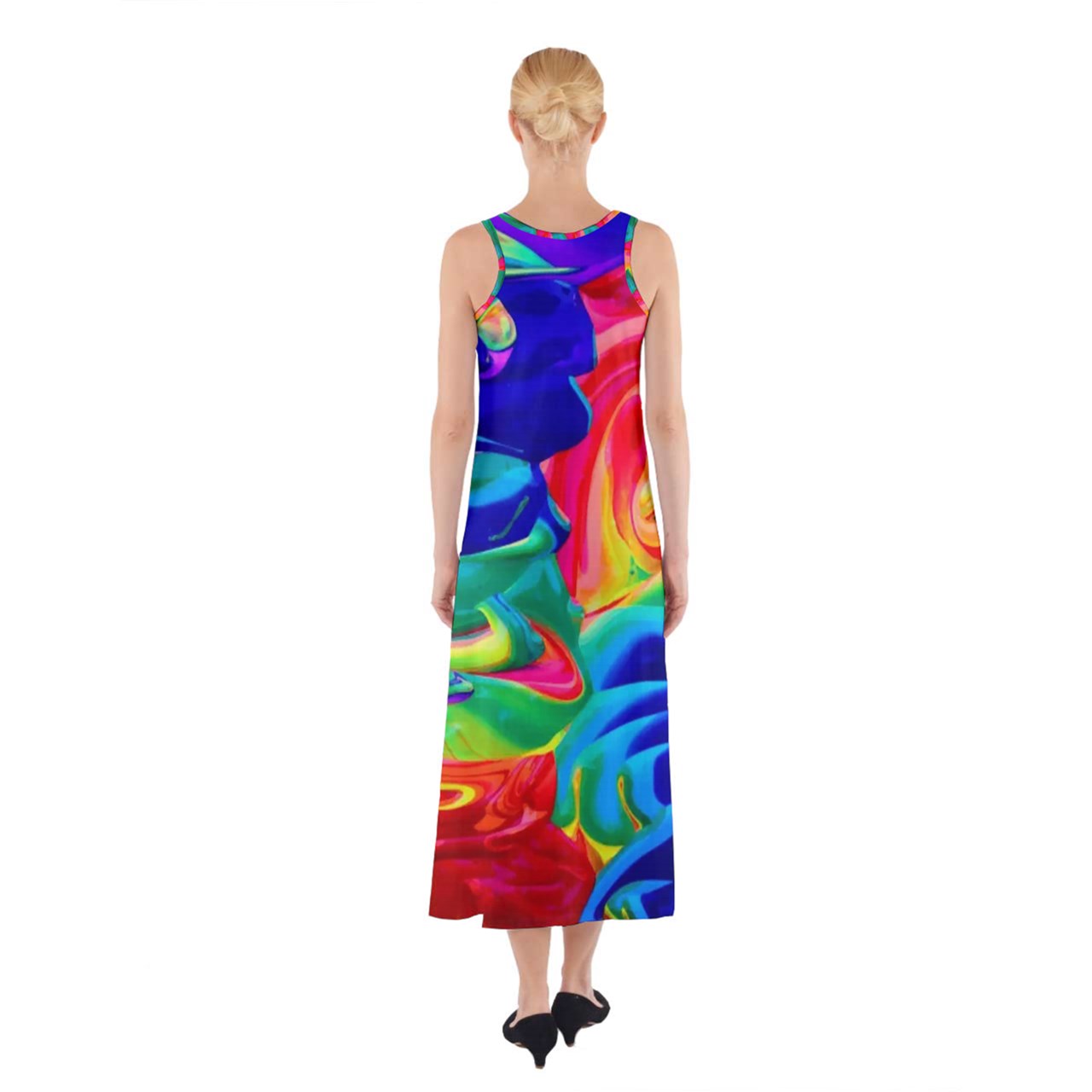 Luxtrini Rainbow Confusion Sleeveless Maxi Dress