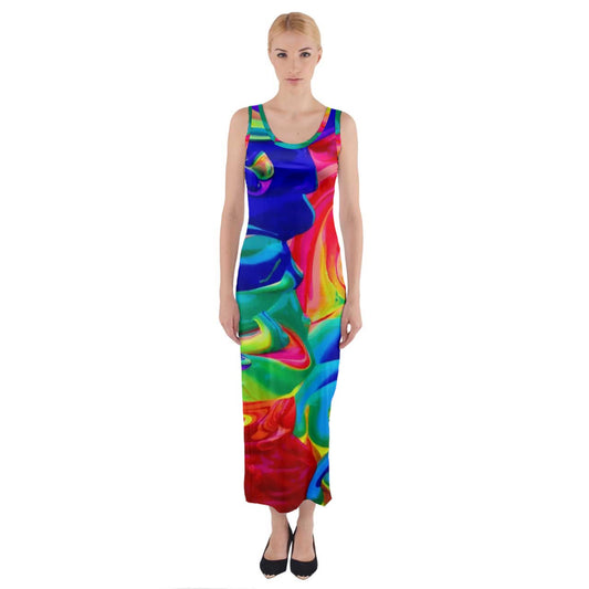 Luxtrini Rainbow Confusion Fitted Maxi Dress