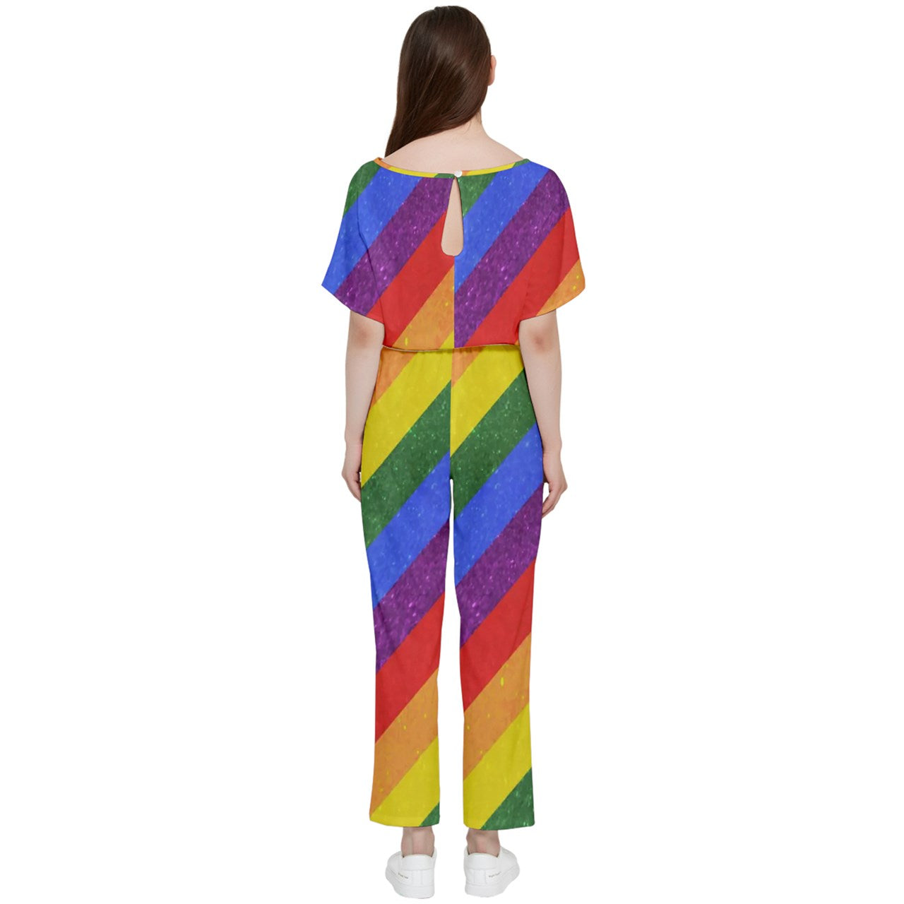 Rainbow Batwing Lightweight Chiffon Jumpsuit