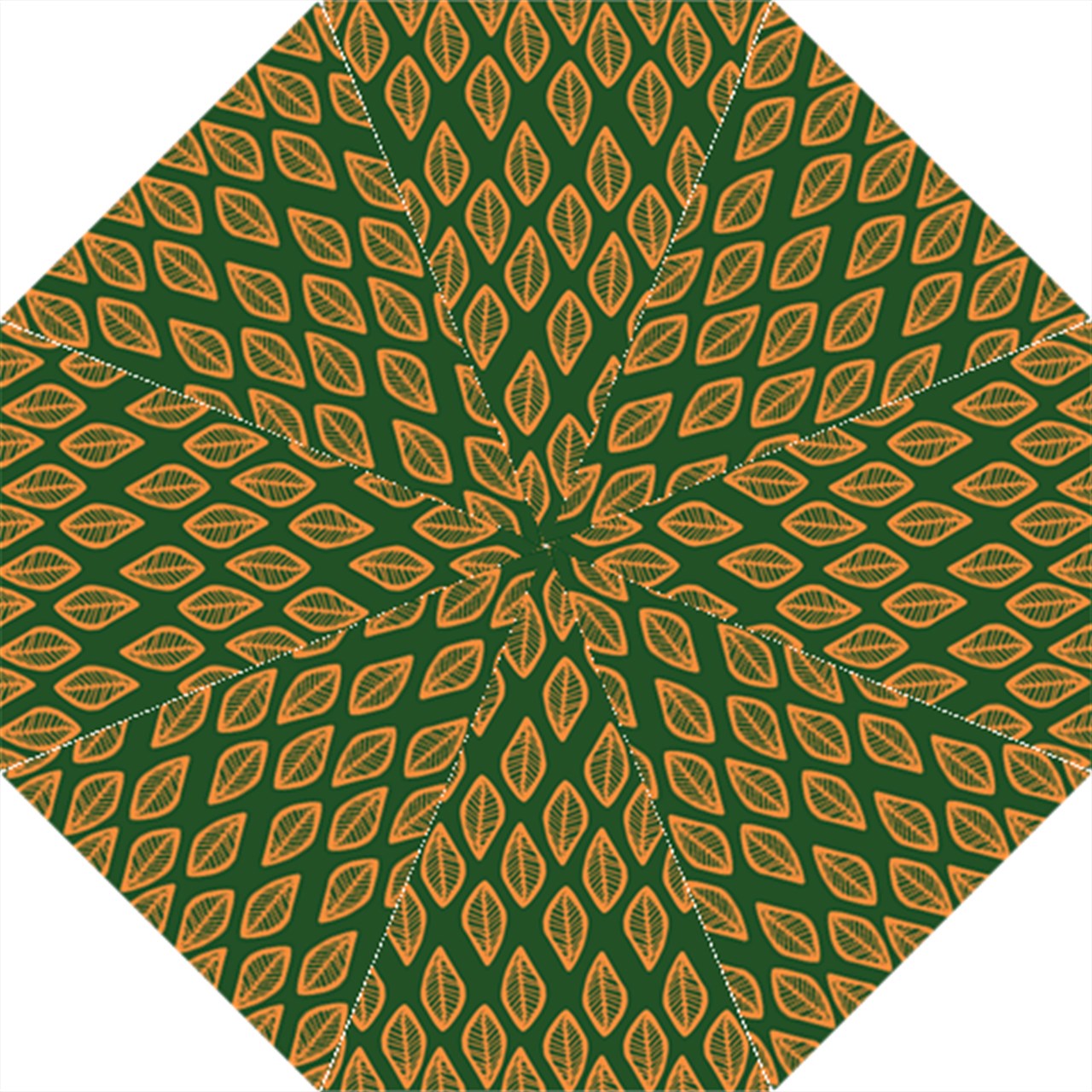 African | Ethnic | Mudcloth | #16 Green and Orange Straight Umbrella
