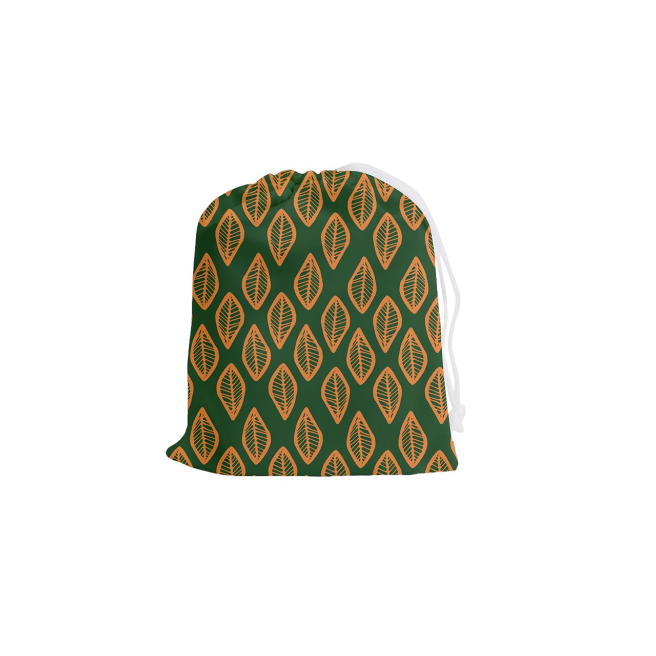 African | Ethnic | Mudcloth | #16 Green and Orange Drawstring Pouch (Small)