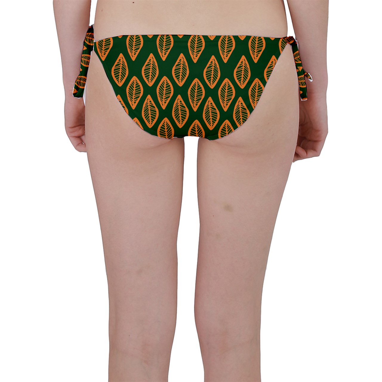 African | Ethnic | Mudcloth | #16 Green and Orange Bikini Bottoms