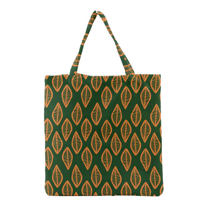 African | Ethnic | Mudcloth | #16 Green and Orange Grocery Tote Bag