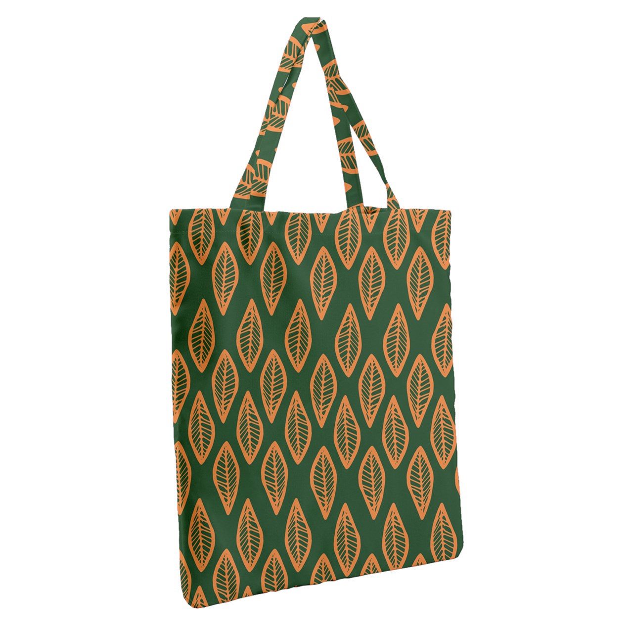 African | Ethnic | Mudcloth | #16 Green and Orange Grocery Tote Bag