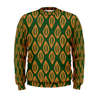 African | Ethnic | Mudcloth | #16 Green and Orange Men's Sweatshirt