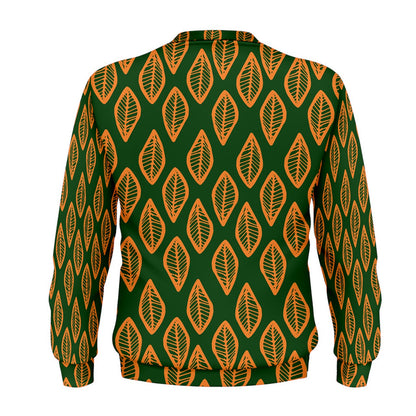 African | Ethnic | Mudcloth | #16 Green and Orange Men's Sweatshirt