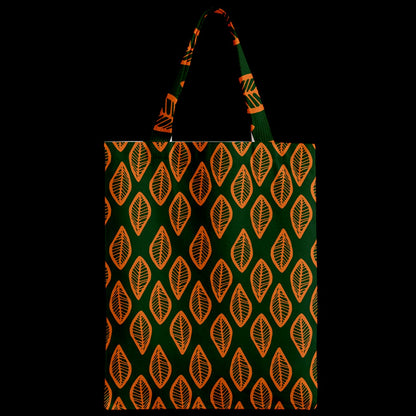 African | Ethnic | Mudcloth | #16 Green and Orange Zipper Classic Tote Bag